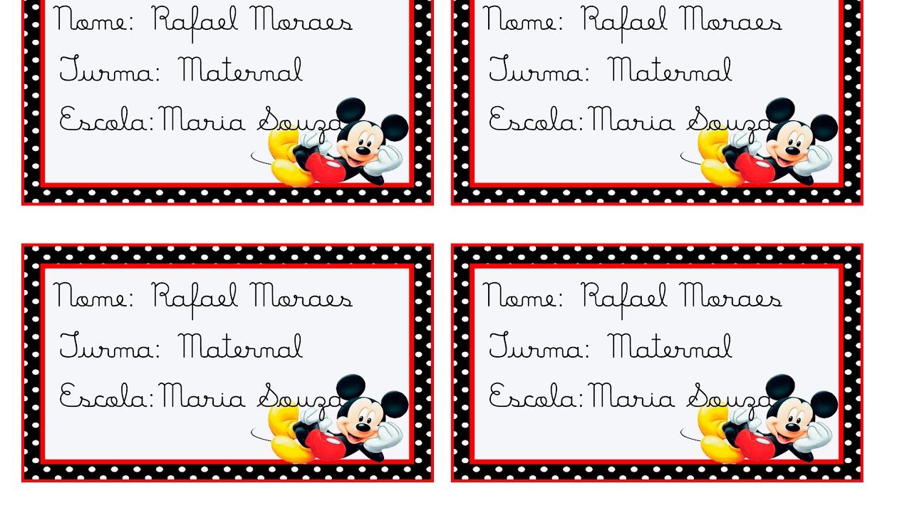 COMO FAZER ETIQUETA ESCOLAR DO MICKEY NO WORD.❤️