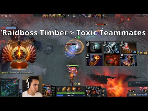 RAIDBOSS Timbersaw Carries Toxic Teammates! Dota 2 7.28a Immortal Rank Raidboss Timbersaw Gameplay!