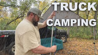 Truck Camping In Autumn Rainstorm
