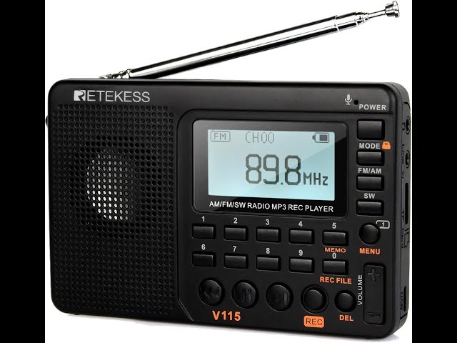 Vídeo relacionado con Retekess V115 Radio Portátil Pequeña,FM Am SW Radio Pequeña,Radios Pequeñas Digitales con MP3,SD/TF/USB,3 Modos de Grabación,Tiempo de Sueño,Pantalla LCD,Familia, Caminar, Emergencia(Negro)