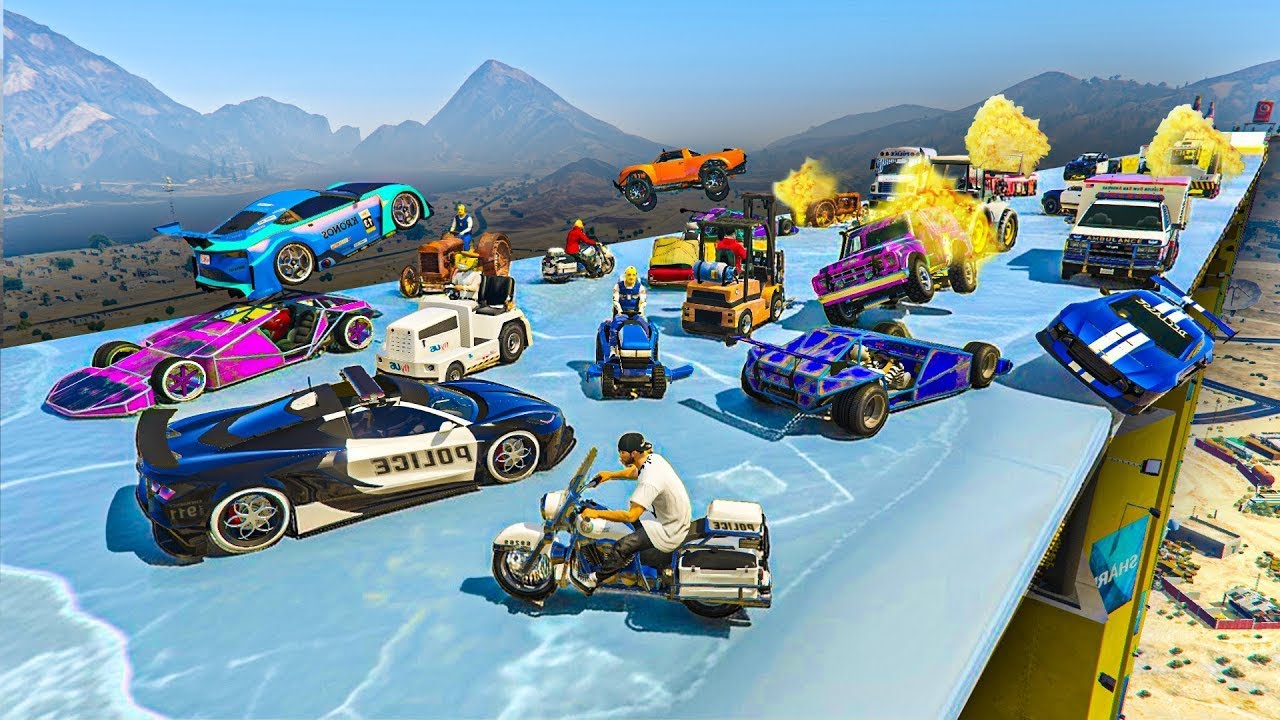 CARA A CARA CON COCHES ALEATORIOS Y EL ÚLTIMO EXPLOTA! SUELO DE HIELO!! - GTA 5 ONLINE