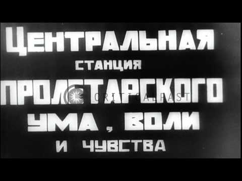 Vladimir Lenin addresses the Soviet Congress while Russian soldiers on horsebacks...HD Stock Footage
