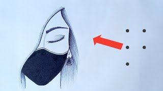 How to draw a girl  , with mask / girl face drawing easy step by step / Beautiful girl drawing