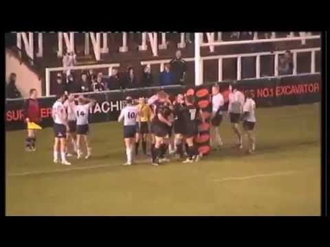 Rugby penalty kick hits 3 sides of post