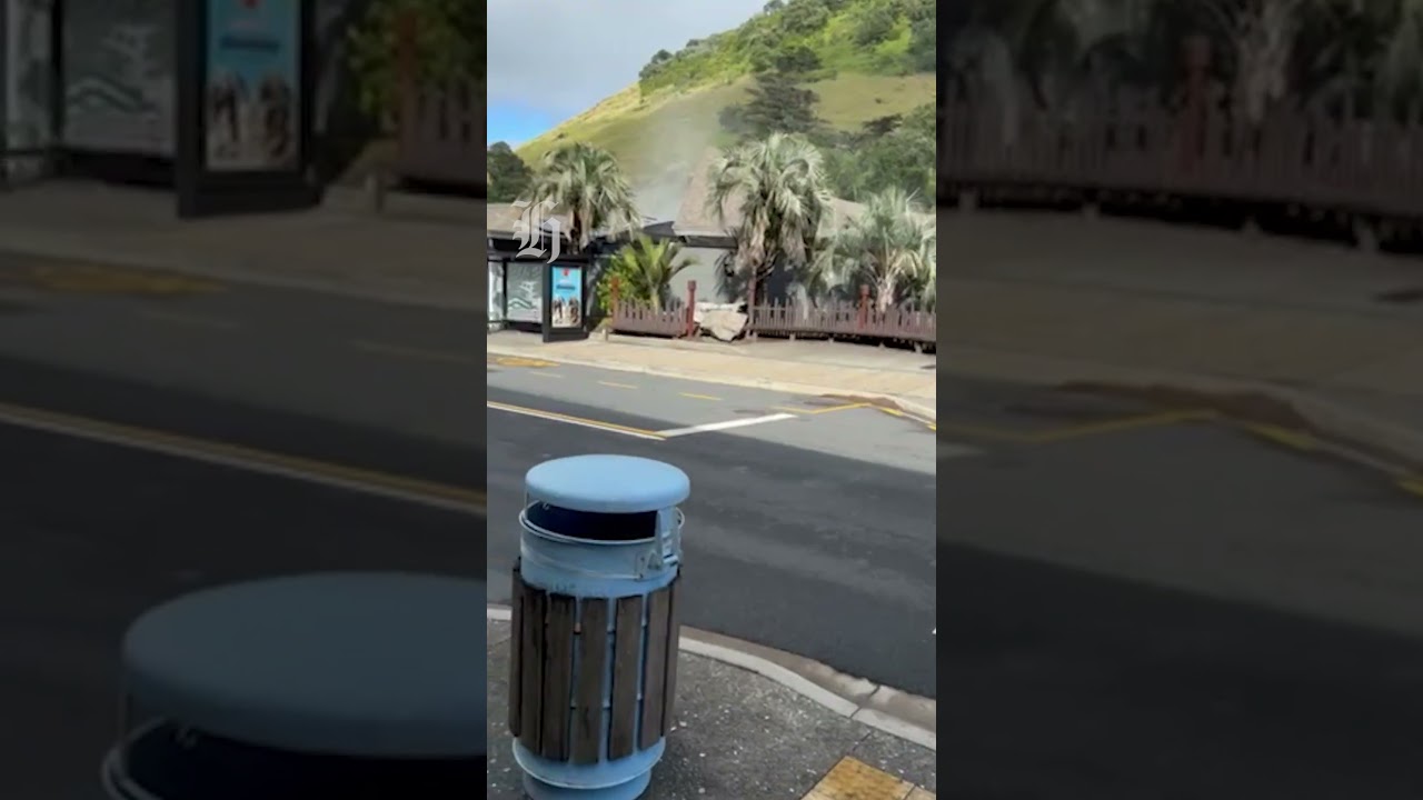 Footage shows moment of Mount Maunganui slip