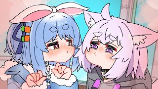 【手描き】ぺこらと観覧車でキスをしたことを皆に報告するおかゆ【兎田ぺこら/猫又おかゆ/ホロライブ/hololive/切り抜き】