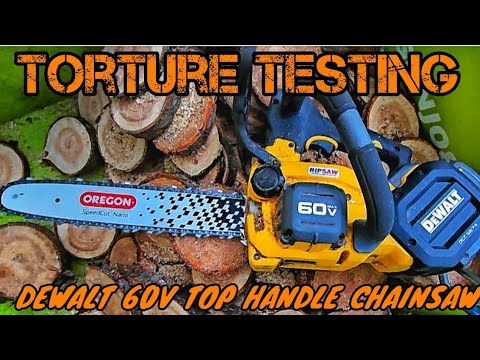 Torture Testing the Dewalt 60 Volt Top Handle Battery Chainsaw. How Many Cuts Per Charge?!