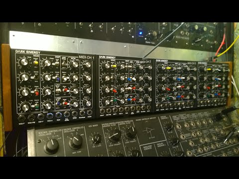 Four Doepfer Dark Energy Mk1 modules in midi stack polyphonic mode