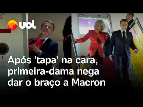 Macron leva 'tapa' na cara: Brigitte nega dar o braço ao presidente após atingir o rosto do francês