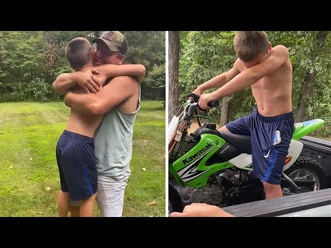 Kid has the sweetest reaction to surprise dirt bike gift