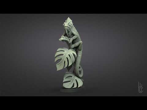 Chameleon. 3D model. Sculpture