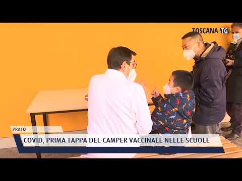 2022-02-02 PRATO - COVID, PRIMA TAPPA DEL CAMPER VACCINALE NELLE SCUOLE