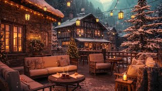 Soothing Christmas Jazz Music 🎄 Cozy Christmas Coffee Shop with Gentle Snow Falling