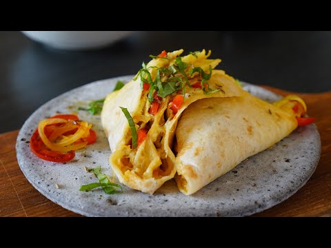 Egg Wrap with Peppers, Onions and Mozzarella