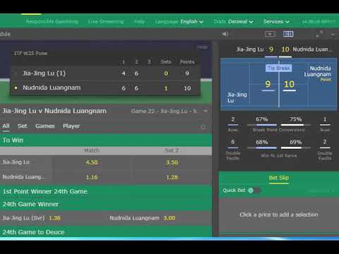 Lu Jia-Jing 2-0 Luangnam Nudnida long tie break Navi Mumbai, Singles W-WITF-IND-05A bet365 live bet