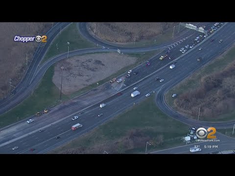 Repairs after water main break on Route 3 in East Rutherford, N.J.