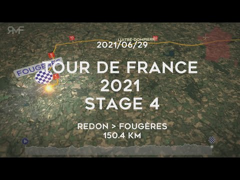 Tour de France 2021 - Stage 4/21 (Redon - Fougères) - Route (parcours) animation & profile