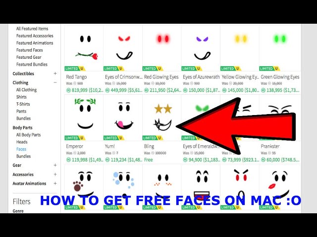 How To Get Free Faces On Roblox Mac - roblox x eyes face