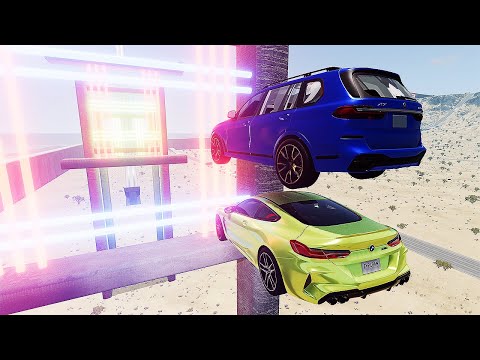 Cars VS Laser CUT Ramp Parkour Jumping - BeamNG Drive