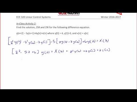 ECE320 Lecture 8-1b: Discrete-Times Systems - Solving Difference Equations