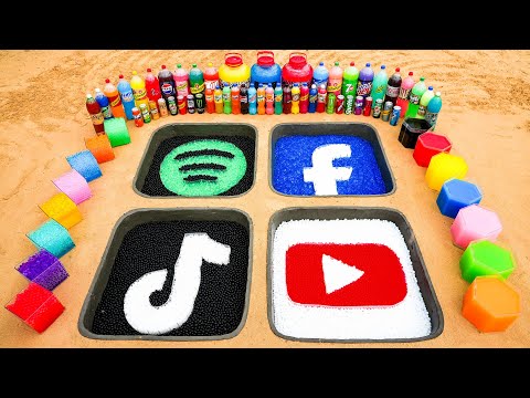 How to make TikTok, YouTube, Facebook & Spotify Logos Using Orbeez, Fanta, 7up, Coca Cola and Mentos