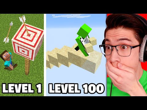 EYstreem - Testing Minecraft IMPOSSIBLE Trick Shots From Level 1 to Level 100