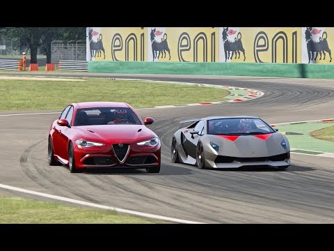 Alfa Romeo Giulia Quadrifoglio vs Lamborghini Sesto Elemento - Monza