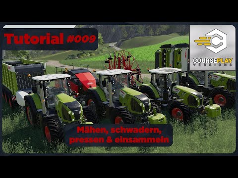 LS19 Courseplay Tutorial Teil 9. - Mähen, schwadern, pressen & einsammeln - FS19 - 2021
