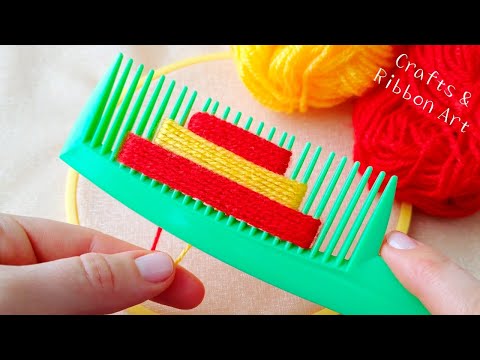 It's so Cute !! Superb Woolen Flower Making Trick using Hair Comb - DIY Beautiful Woolen Flowers