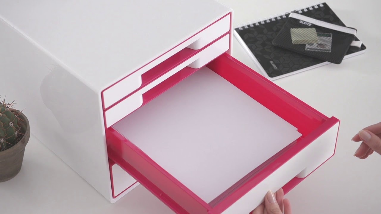 Leitz Boîte à tiroirs Wow Cube 5 tiroirs, blanc/noir