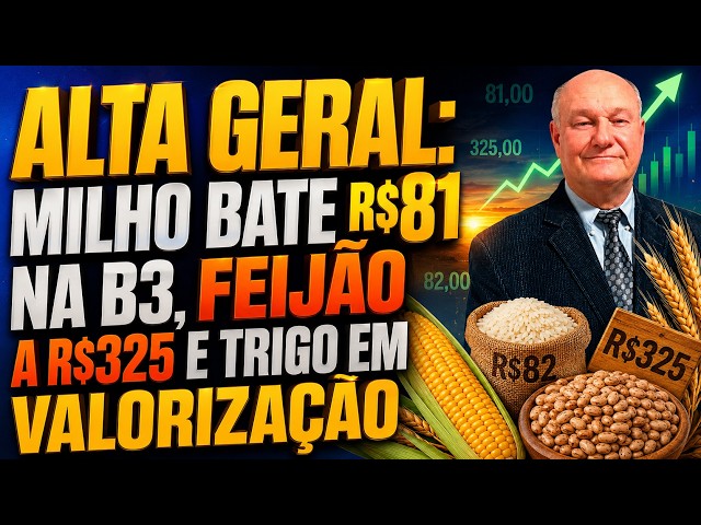 ALTA GERAL: Milho bate R$81 na B3, Feijão a R$325 e Trigo em valorização.