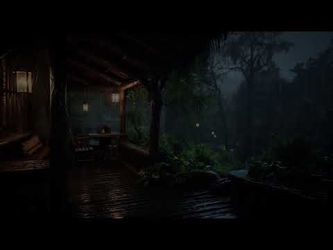 Cozy Rustic Cabin Porch with Heavy Rainstorm - Relaxing Rain Sounds for Sleeping & Relaxing 10 Hours