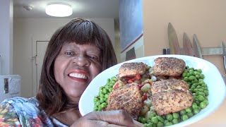 Fried Lime Salmon, Crispy Garlic Fried Potatoes With A Vegetable Delight