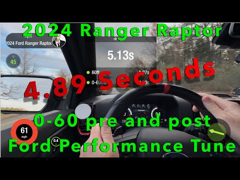 Ranger Raptor 0-60mph times PRE and POST Ford Performance Tune.
