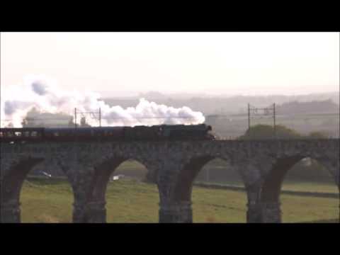 The Flying Scotsman train crossing the Royal Border Bridge Berwick upon Tweed 14th May 2016