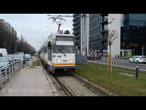 Tramvaiul V3A-93-M FAUR 130 pe linia 25 în stația Bulevardul Paul Teodorescu