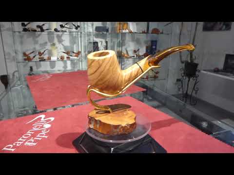 Pipa olivastro half bent fatta a mano - www.paronellipipe.it