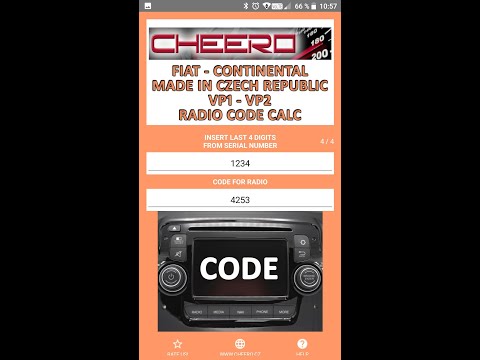 RADIO CODE for FIAT VP2 CZECH