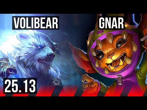 VOLIBEAR vs GNAR (TOP) | 600+ games, Rank 14 Voli | KR Grandmaster | 25.13