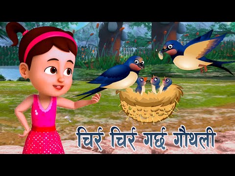 CHIR CHIR GARCHA GAUTHALI || चिर्र चिर्र गर्छ गाैथली  || Nepali Rhymes For kids . बाल गीत