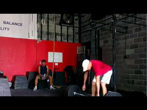 Chris Lori Power Clean - 205 lbs (93kg) Max Reps in 5min Windsor Crossfit 50th Bday WOD