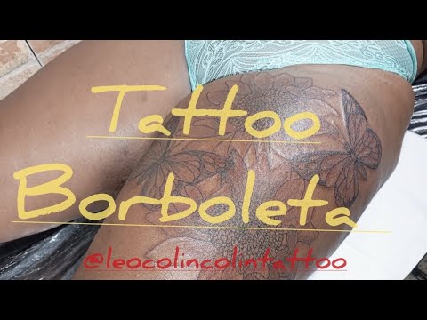Tattoo borboleta girassol pele morena tatuagem floral