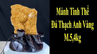 Tinh Thể Đá Thạch Anh Vàng Đẹp Lấp Lánh 33cm Đế Đèn