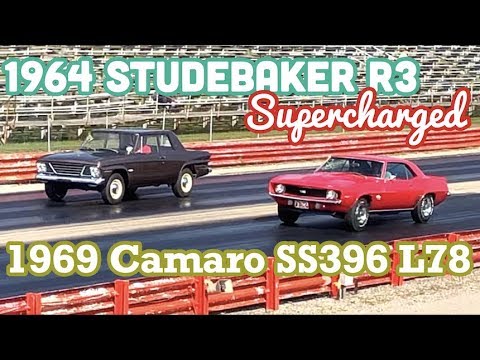 1969 Camaro SS396 L78 vs 1964 Studebaker R3 Supercharged- Pure Stock Muscle Car Drag Race