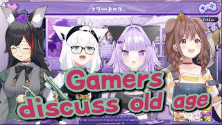 Hololive gamers (Mio Fubuki Okayu Korone) discuss old age EN SUBS