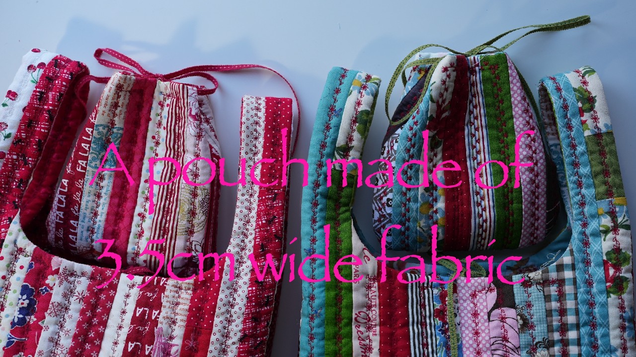 3.５cm幅の布を使ってポーチを作る動画//size16cmx16cm//A pouch made of 3.5cm wide fabric