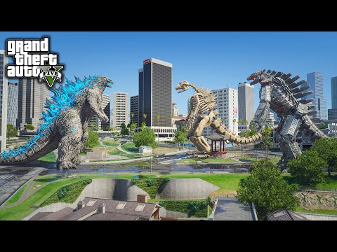 Godzilla vs. Mechagodzilla, Skeleton Godzilla Epic Fight ( GTA V Mods )