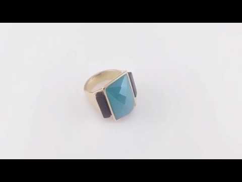 18K Gold Plated Ring with Natural Stones (005356)