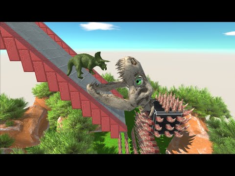 All Units Slide into Skeleton T-Rex Mouth | Animal Revolt Battle Simulator
