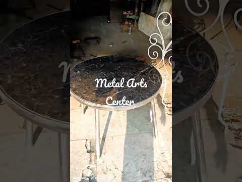 Mild steel black powder coated dining table & chair, 6 seate...